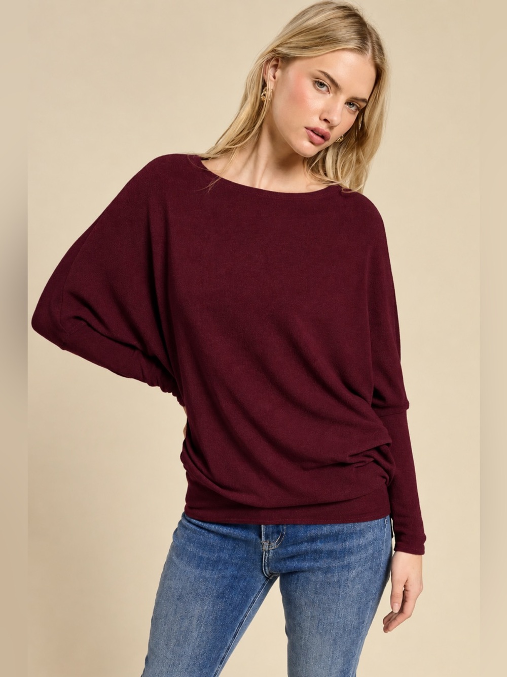 Charlotte Avery Dolman Sleeve boatneck Knit Top